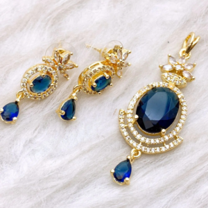 Sapphire Elegance Pendant and Earrings Set
