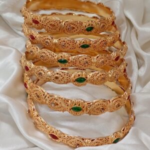 Praxis Golden Bangles Set of 6 (Size 2.8)