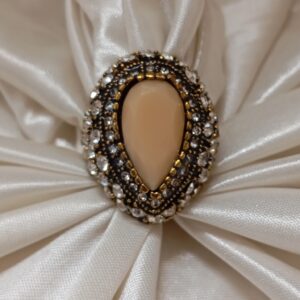Praxis Teardrop Ring With Diamond Halo
