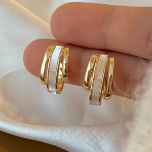 White Pastel Gold Glam Earrings